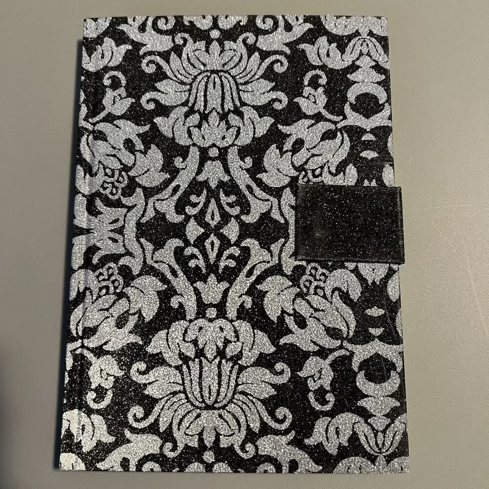 Molly & Rex Victorian Flower Glitter Magnetic Strap Journal 104 Ruled Pages NEW